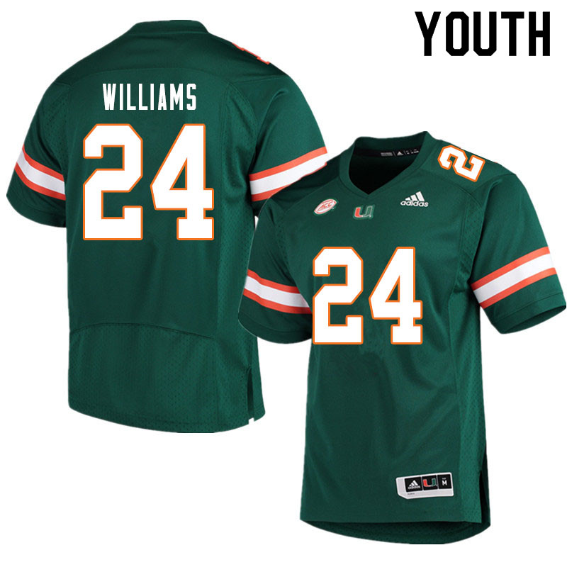 Youth #24 Christian Williams Miami Hurricanes College Football Jerseys Sale-Green - Click Image to Close